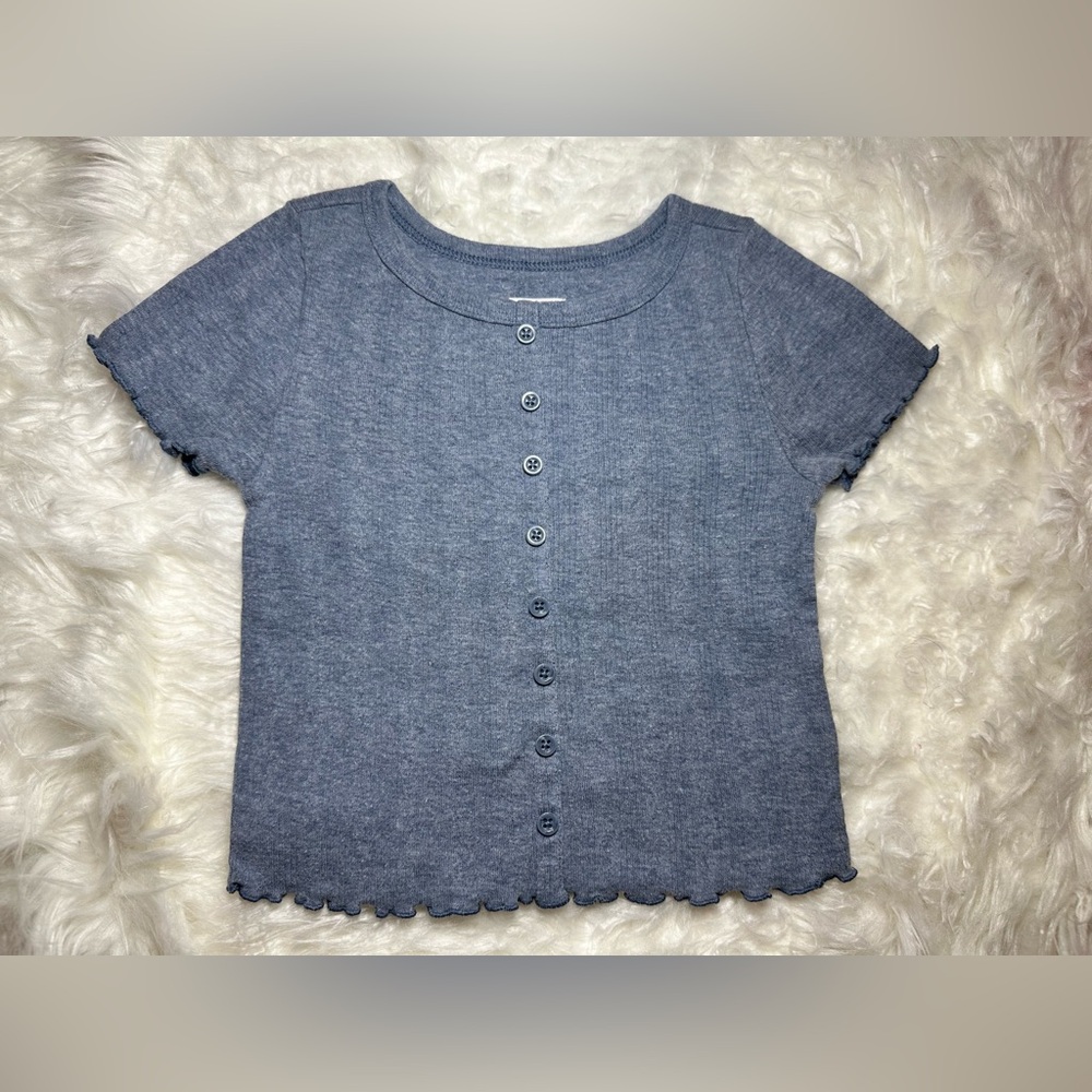 Wonder Nation Heather Blue Kids Button-Up Shirt